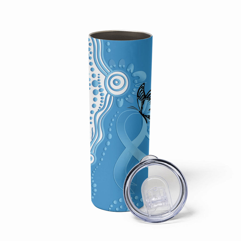 World Diabetes Day Australia Skinny Tumbler Blue Ribbon Butterfly Aboriginal Art