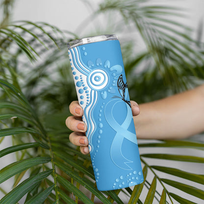 World Diabetes Day Australia Skinny Tumbler Blue Ribbon Butterfly Aboriginal Art