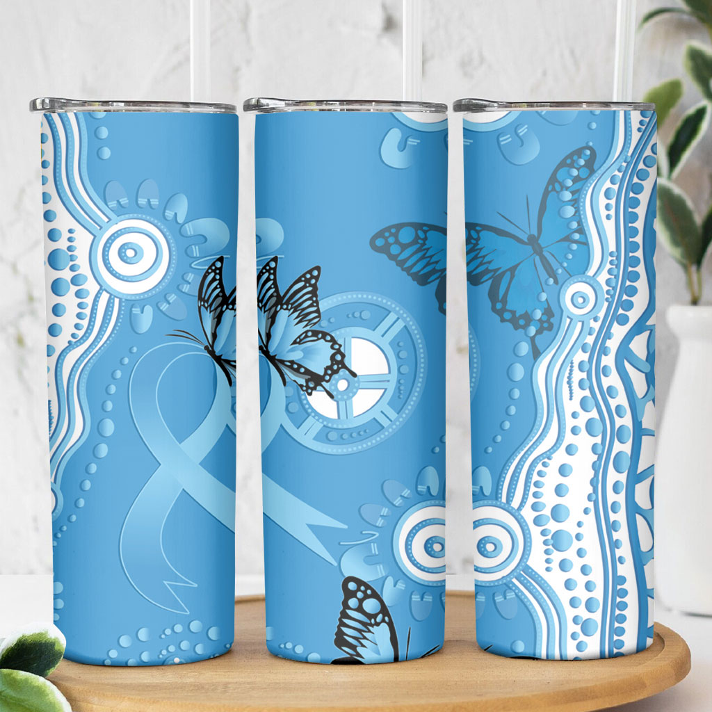 World Diabetes Day Australia Skinny Tumbler Blue Ribbon Butterfly Aboriginal Art