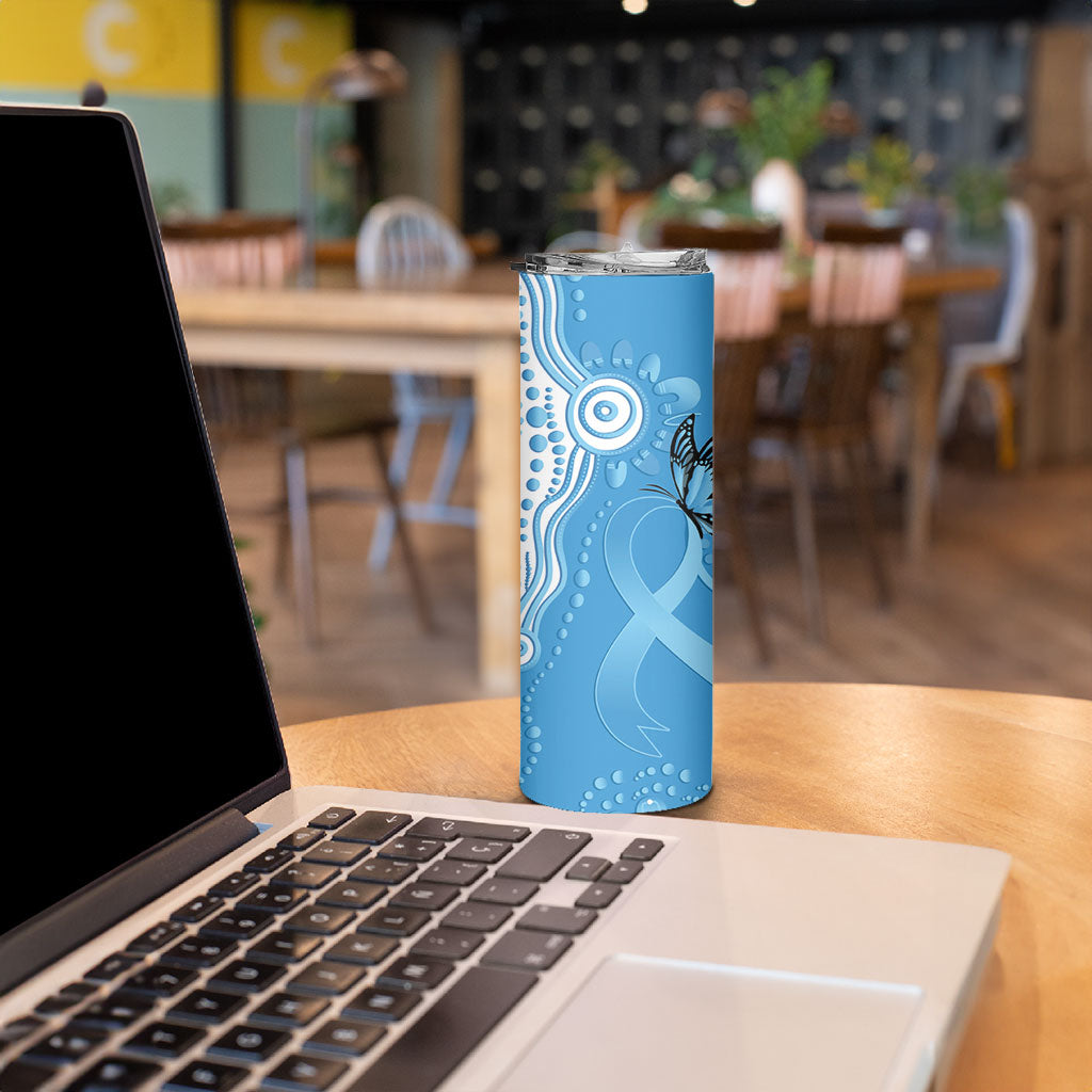 World Diabetes Day Australia Skinny Tumbler Blue Ribbon Butterfly Aboriginal Art
