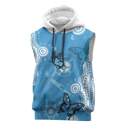 World Diabetes Day Australia Sleeveless Hoodie Blue Ribbon Butterfly Aboriginal Art