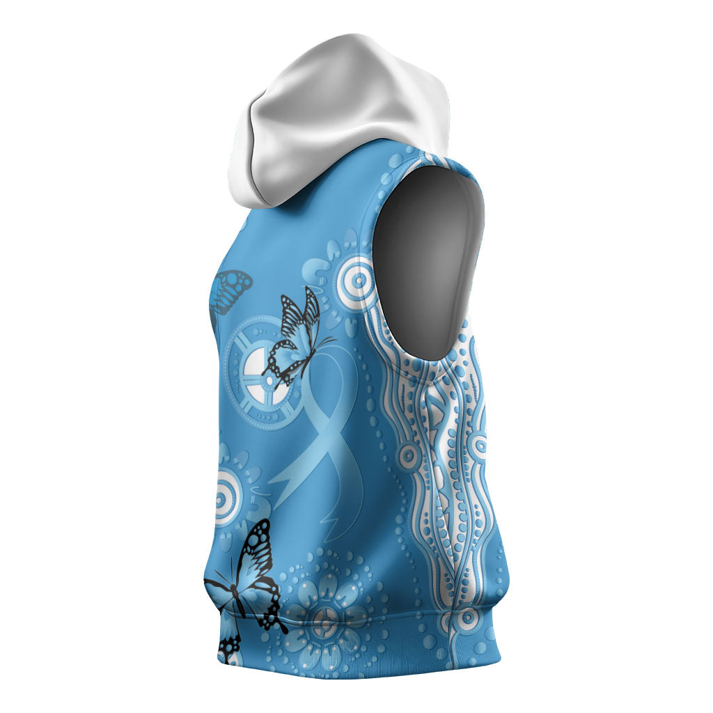 World Diabetes Day Australia Sleeveless Hoodie Blue Ribbon Butterfly Aboriginal Art