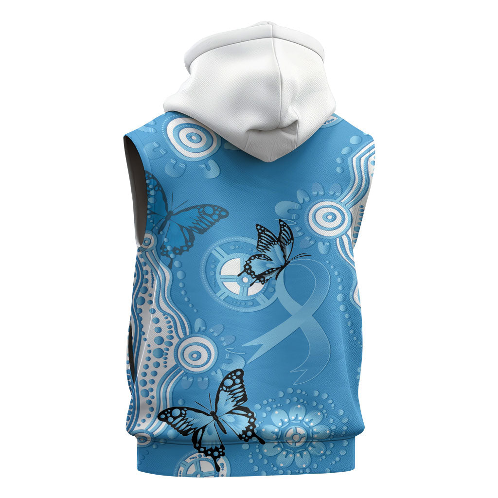 World Diabetes Day Australia Sleeveless Zip Hoodie Blue Ribbon Butterfly Aboriginal Art