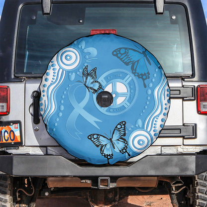 World Diabetes Day Australia Spare Tire Cover Blue Ribbon Butterfly Aboriginal Art