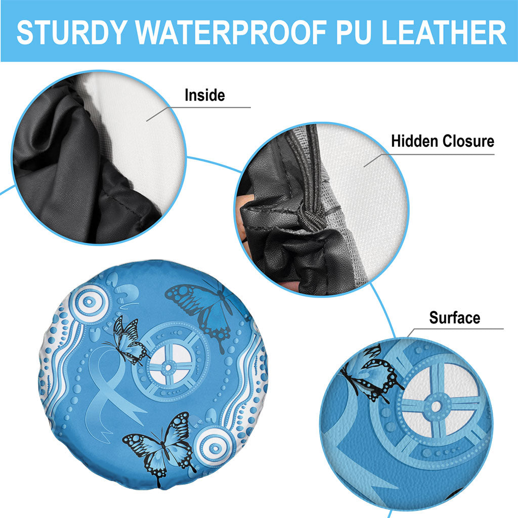 World Diabetes Day Australia Spare Tire Cover Blue Ribbon Butterfly Aboriginal Art