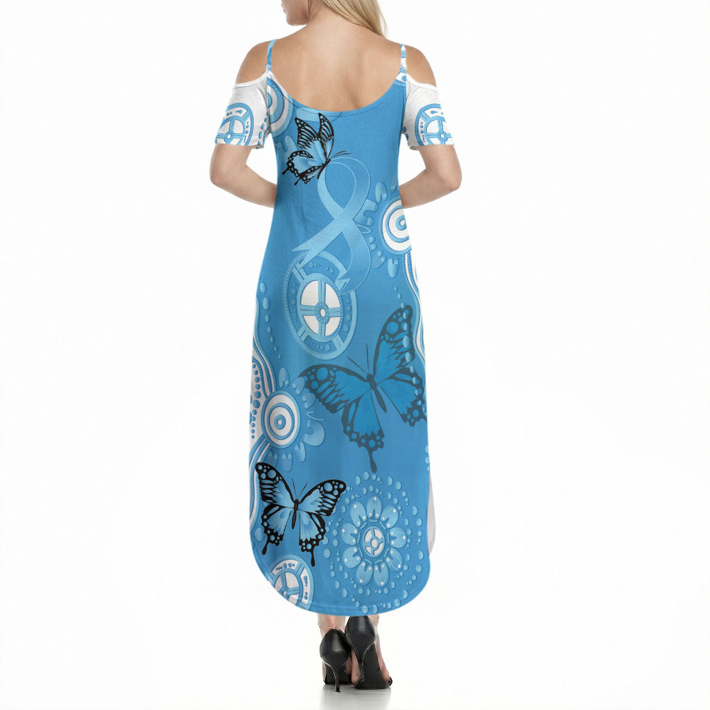 World Diabetes Day Australia Summer Maxi Dress Blue Ribbon Butterfly Aboriginal Art