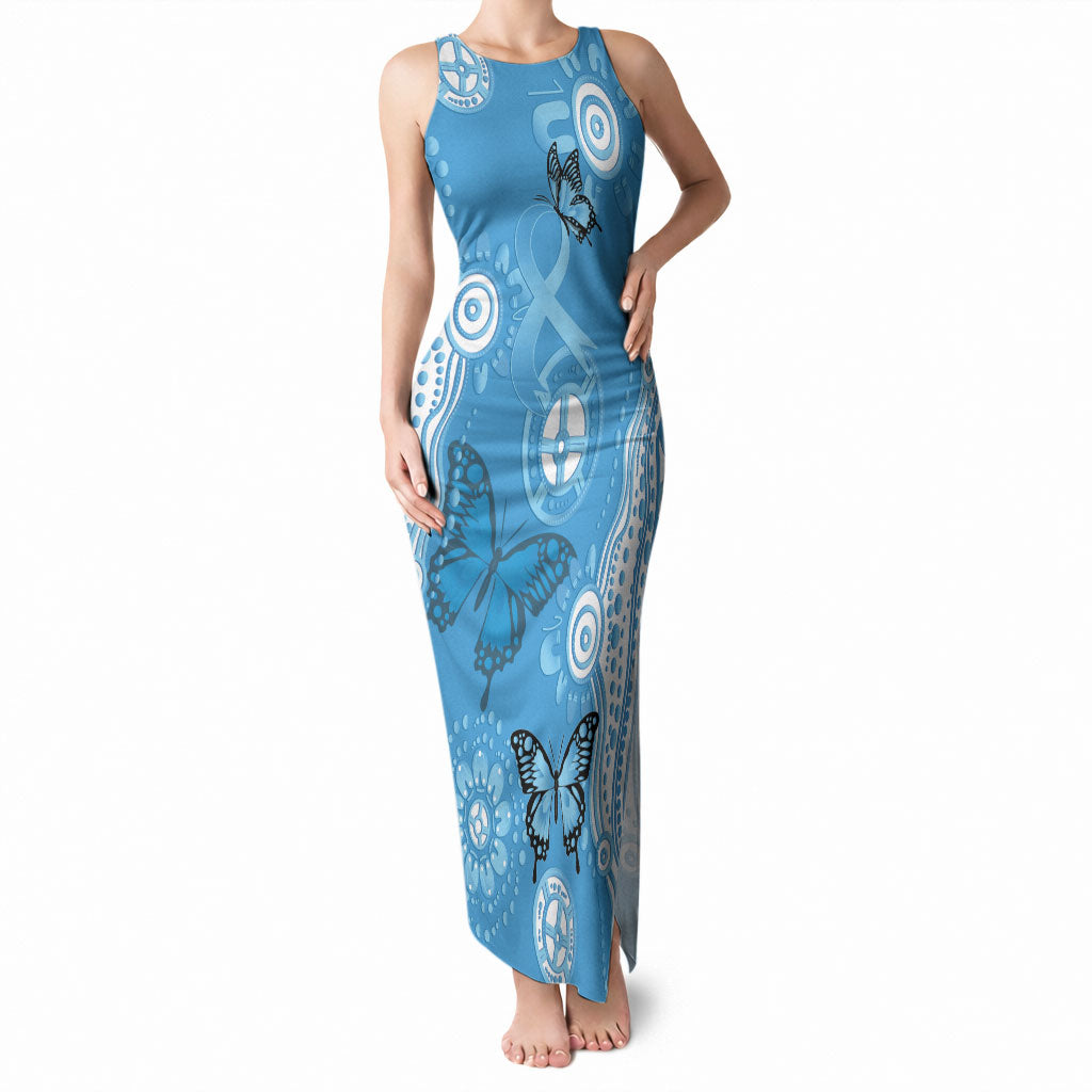 World Diabetes Day Australia Tank Maxi Dress Blue Ribbon Butterfly Aboriginal Art