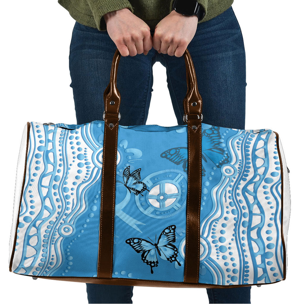 World Diabetes Day Australia Travel Bag Blue Ribbon Butterfly Aboriginal Art