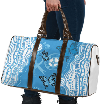 World Diabetes Day Australia Travel Bag Blue Ribbon Butterfly Aboriginal Art