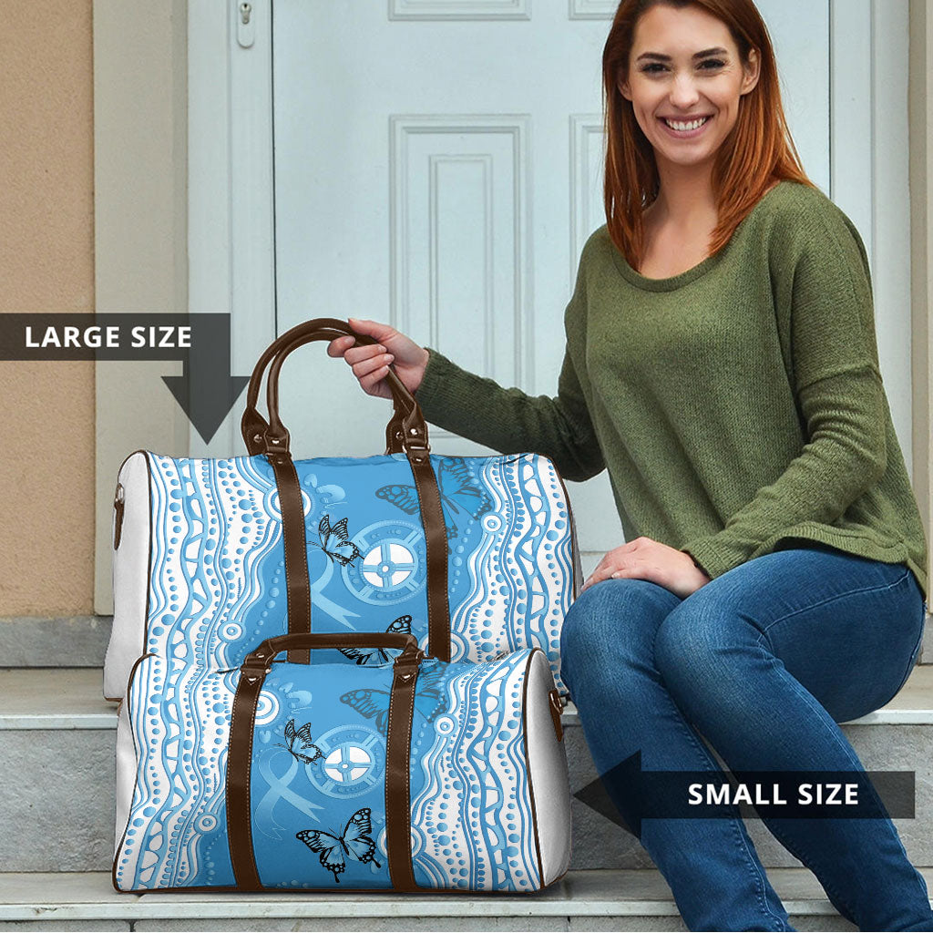 World Diabetes Day Australia Travel Bag Blue Ribbon Butterfly Aboriginal Art