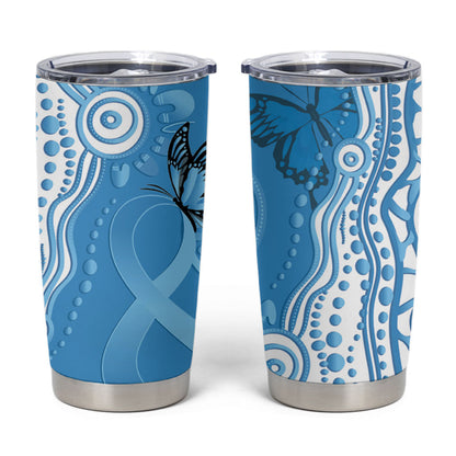 World Diabetes Day Australia Tumbler Cup Blue Ribbon Butterfly Aboriginal Art