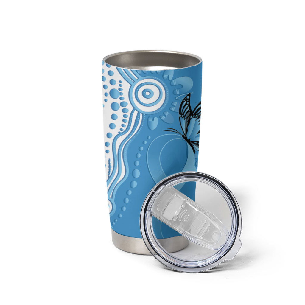 World Diabetes Day Australia Tumbler Cup Blue Ribbon Butterfly Aboriginal Art