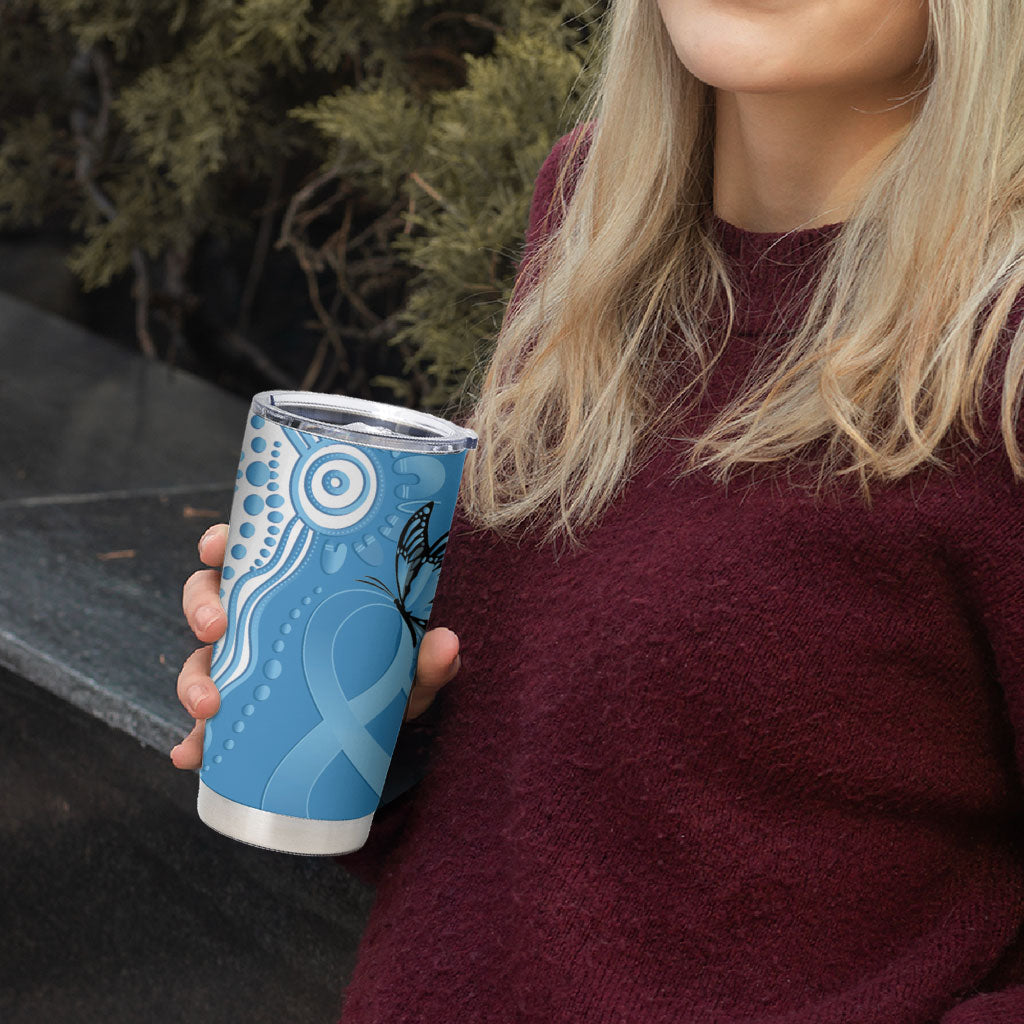 World Diabetes Day Australia Tumbler Cup Blue Ribbon Butterfly Aboriginal Art