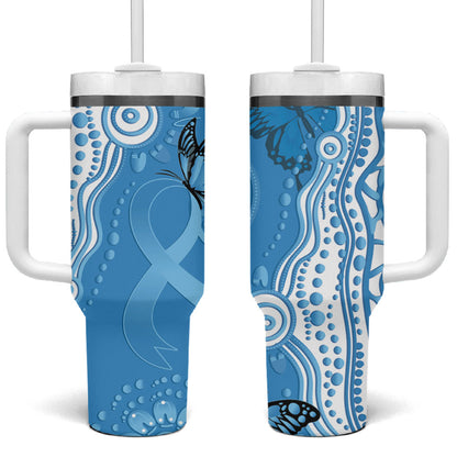 World Diabetes Day Australia Tumbler With Handle Blue Ribbon Butterfly Aboriginal Art