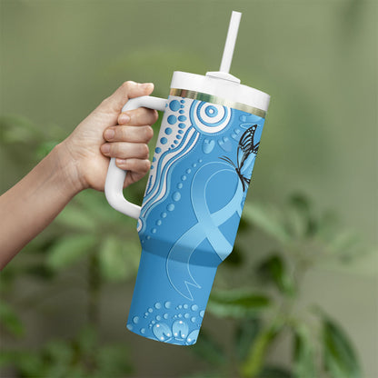 World Diabetes Day Australia Tumbler With Handle Blue Ribbon Butterfly Aboriginal Art