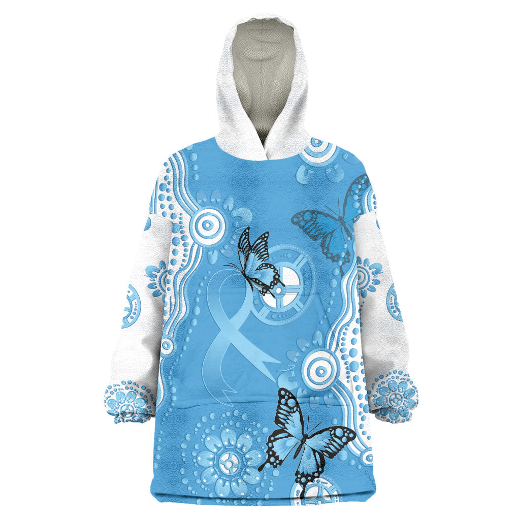 World Diabetes Day Australia Wearable Blanket Hoodie Blue Ribbon Butterfly Aboriginal Art