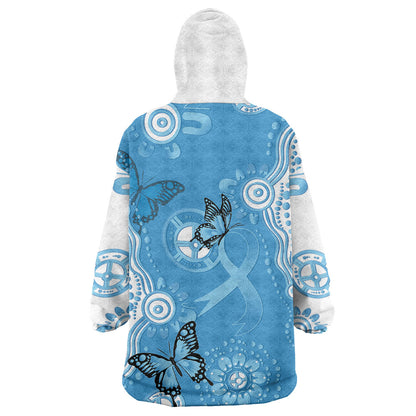 World Diabetes Day Australia Wearable Blanket Hoodie Blue Ribbon Butterfly Aboriginal Art