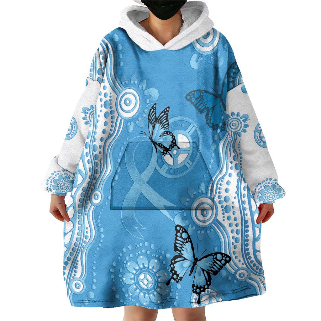 World Diabetes Day Australia Wearable Blanket Hoodie Blue Ribbon Butterfly Aboriginal Art