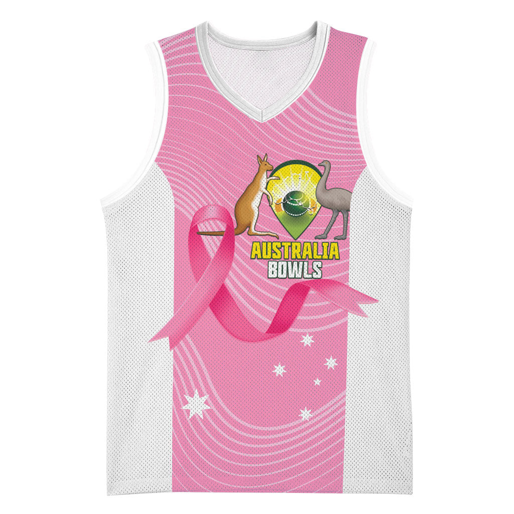 Custom Bowls Australia Breast Cancer Basketball Jersey Pink Ribbon Aussie Map With Kangaroo Emu