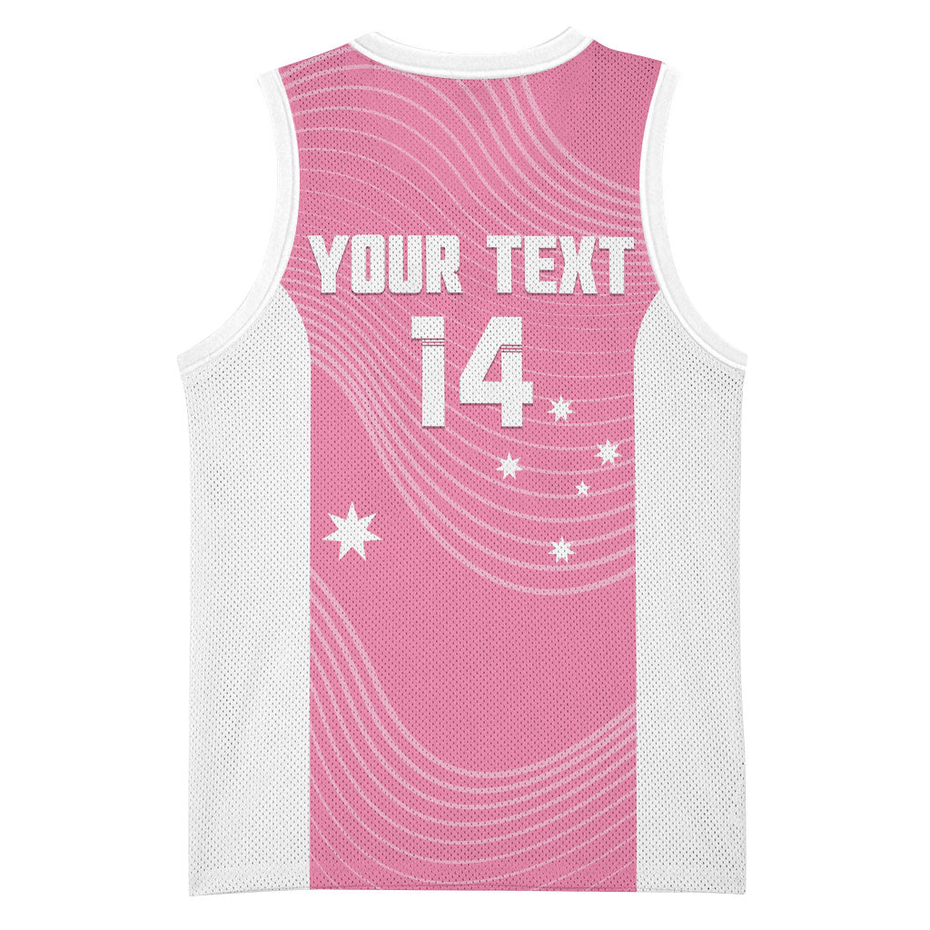 Custom Bowls Australia Breast Cancer Basketball Jersey Pink Ribbon Aussie Map With Kangaroo Emu