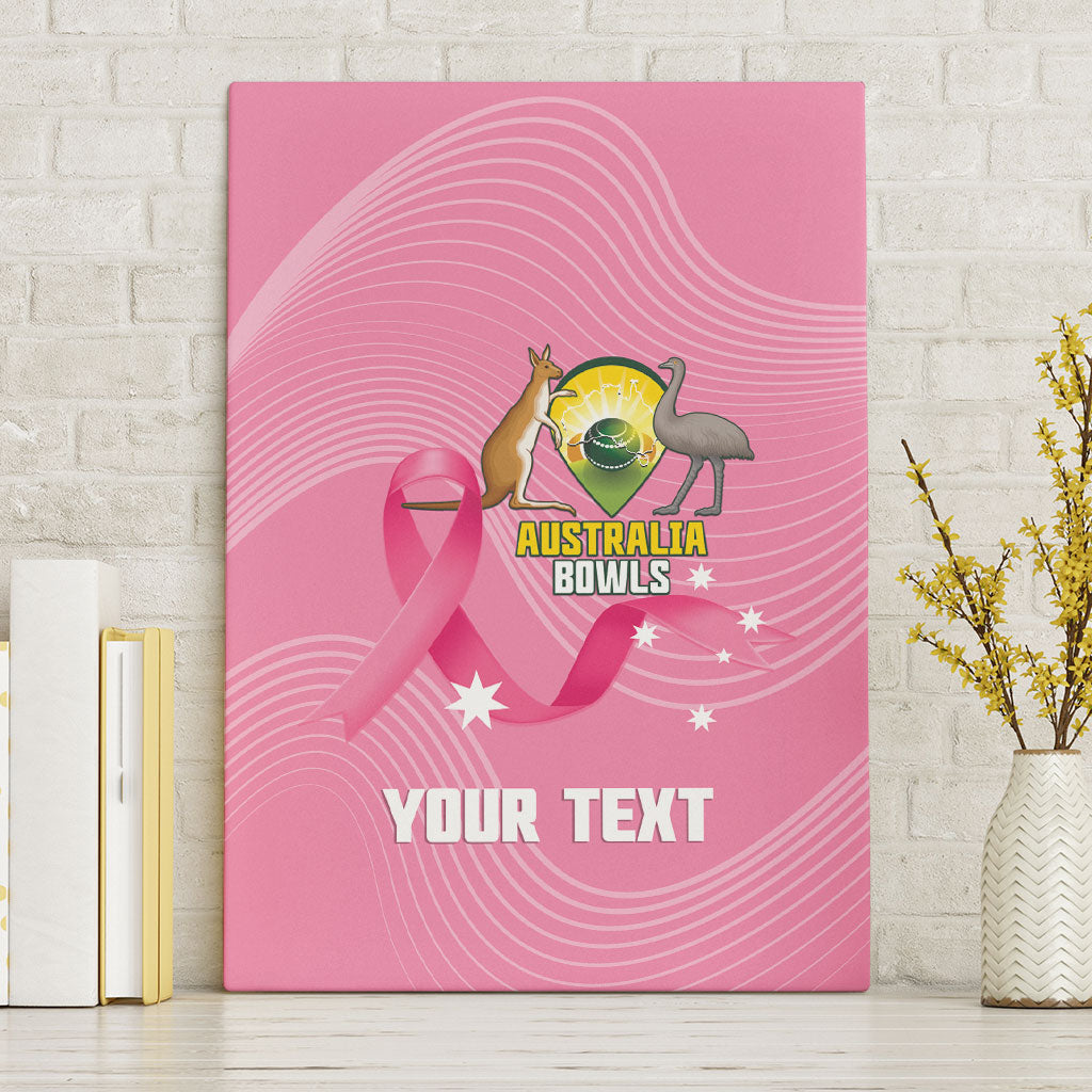 Custom Bowls Australia Breast Cancer Canvas Wall Art Pink Ribbon Aussie Map With Kangaroo Emu