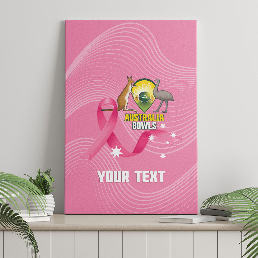 Custom Bowls Australia Breast Cancer Canvas Wall Art Pink Ribbon Aussie Map With Kangaroo Emu