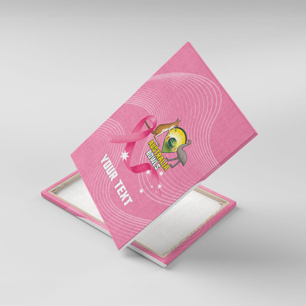 Custom Bowls Australia Breast Cancer Canvas Wall Art Pink Ribbon Aussie Map With Kangaroo Emu