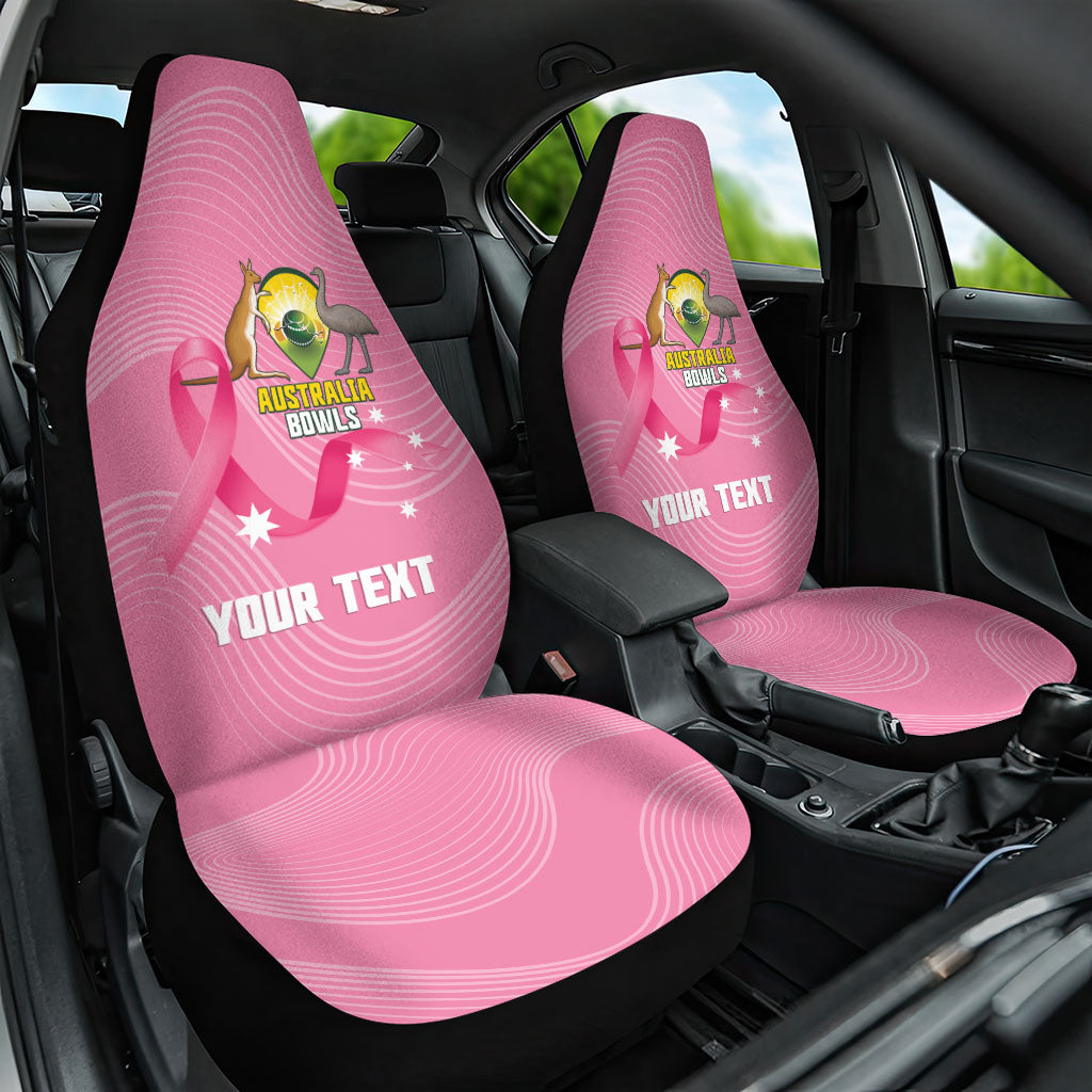 Custom Bowls Australia Breast Cancer Car Seat Cover Pink Ribbon Aussie Map With Kangaroo Emu