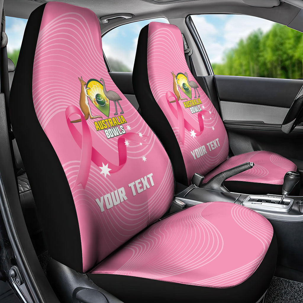 Custom Bowls Australia Breast Cancer Car Seat Cover Pink Ribbon Aussie Map With Kangaroo Emu