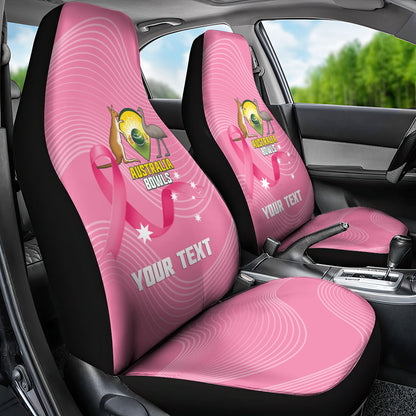 Custom Bowls Australia Breast Cancer Car Seat Cover Pink Ribbon Aussie Map With Kangaroo Emu