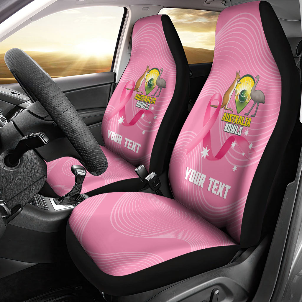 Custom Bowls Australia Breast Cancer Car Seat Cover Pink Ribbon Aussie Map With Kangaroo Emu