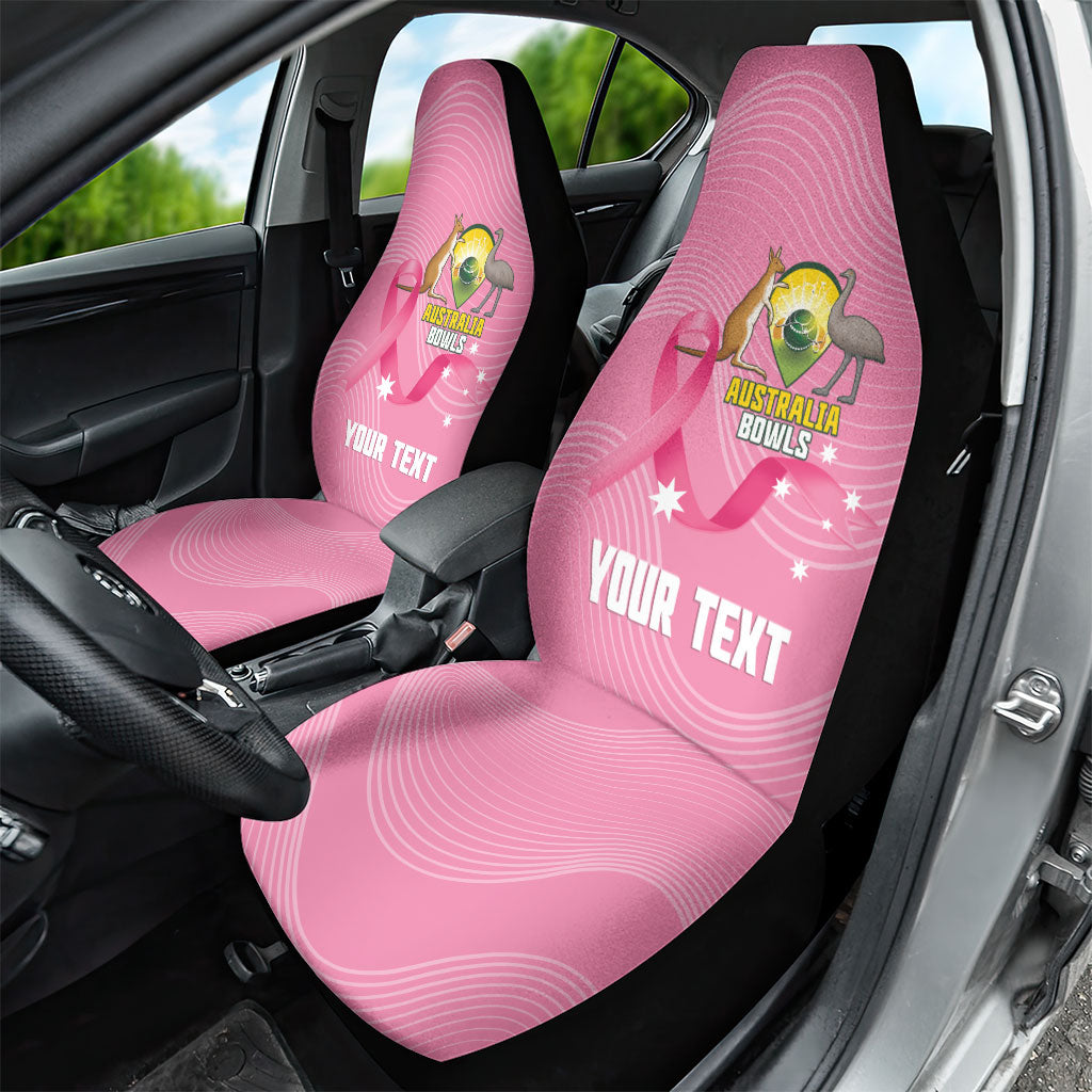 Custom Bowls Australia Breast Cancer Car Seat Cover Pink Ribbon Aussie Map With Kangaroo Emu
