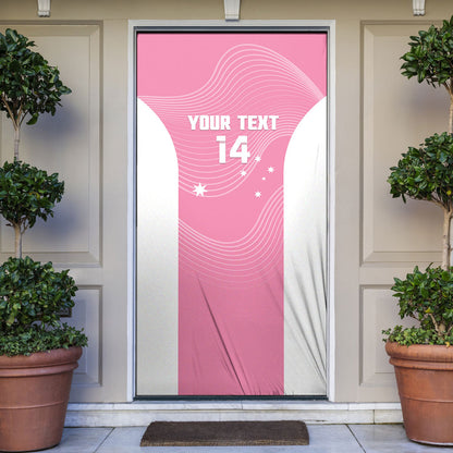 Custom Bowls Australia Breast Cancer Door Cover Pink Ribbon Aussie Map With Kangaroo Emu