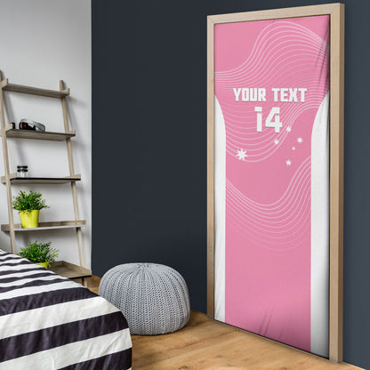 Custom Bowls Australia Breast Cancer Door Cover Pink Ribbon Aussie Map With Kangaroo Emu