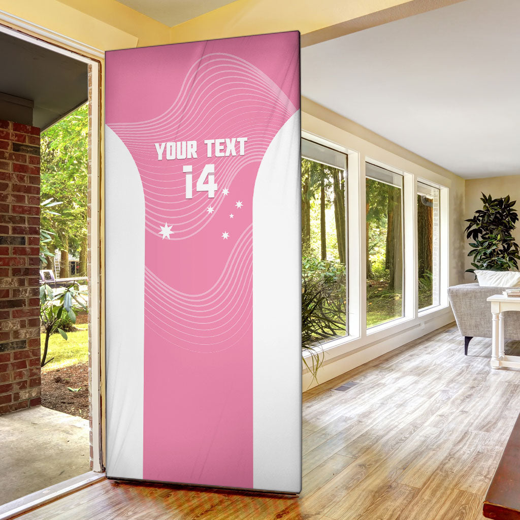 Custom Bowls Australia Breast Cancer Door Cover Pink Ribbon Aussie Map With Kangaroo Emu