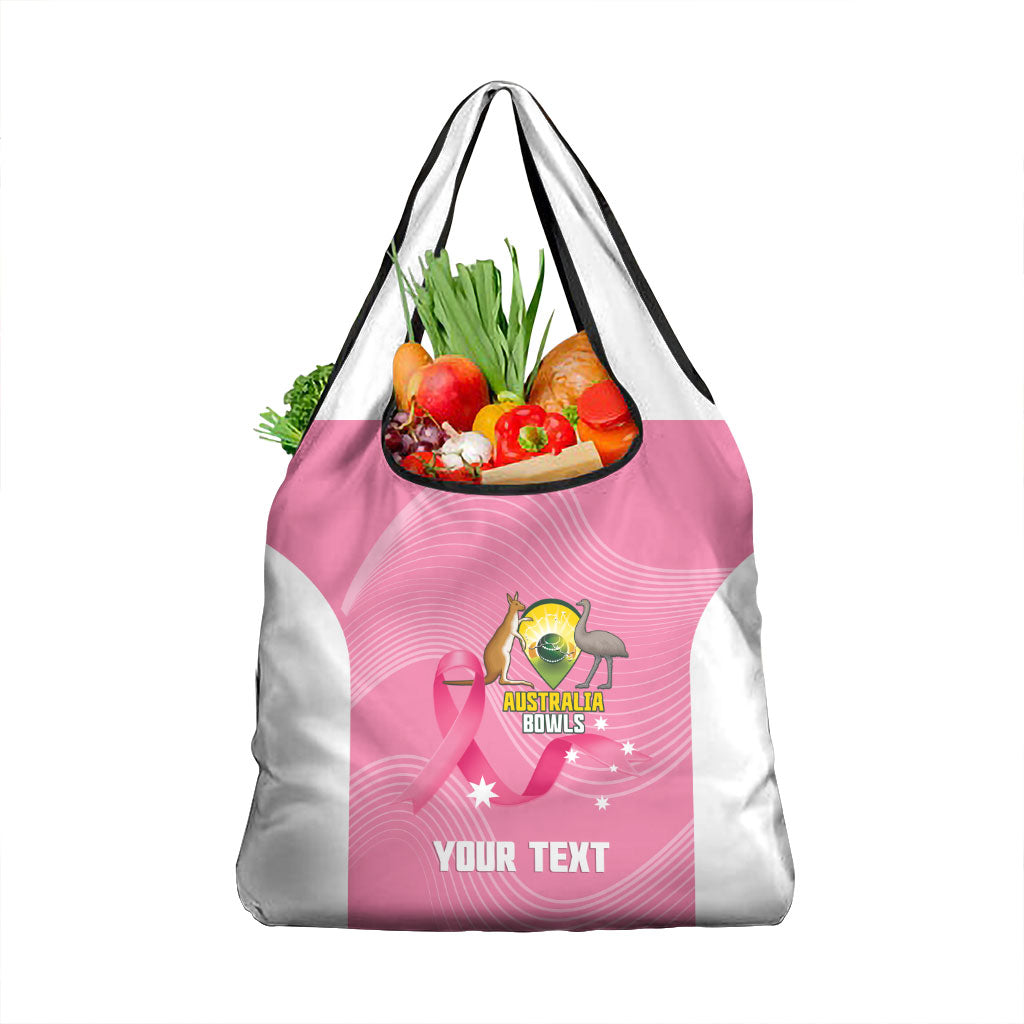 Custom Bowls Australia Breast Cancer Grocery Bag Pink Ribbon Aussie Map With Kangaroo Emu