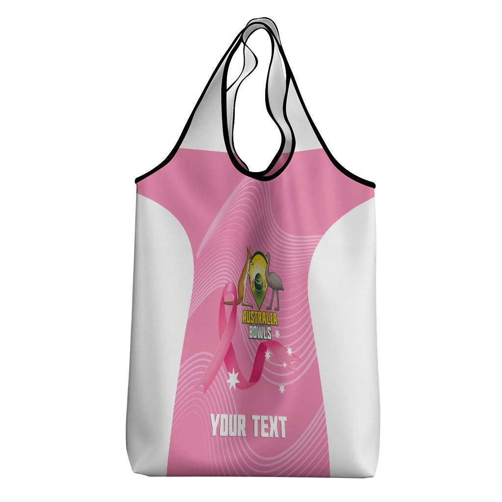 Custom Bowls Australia Breast Cancer Grocery Bag Pink Ribbon Aussie Map With Kangaroo Emu