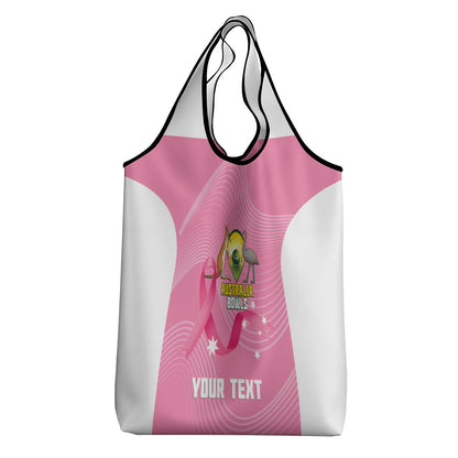 Custom Bowls Australia Breast Cancer Grocery Bag Pink Ribbon Aussie Map With Kangaroo Emu