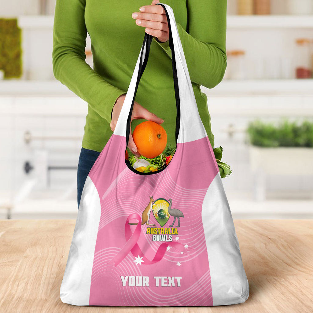 Custom Bowls Australia Breast Cancer Grocery Bag Pink Ribbon Aussie Map With Kangaroo Emu