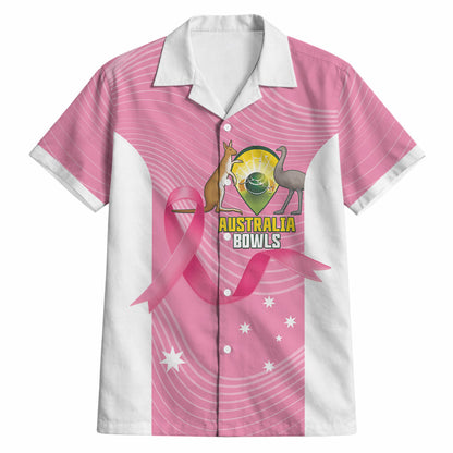 Custom Bowls Australia Breast Cancer Hawaiian Shirt Pink Ribbon Aussie Map With Kangaroo Emu
