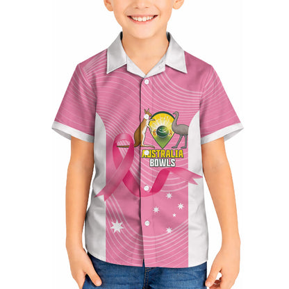 Custom Bowls Australia Breast Cancer Hawaiian Shirt Pink Ribbon Aussie Map With Kangaroo Emu