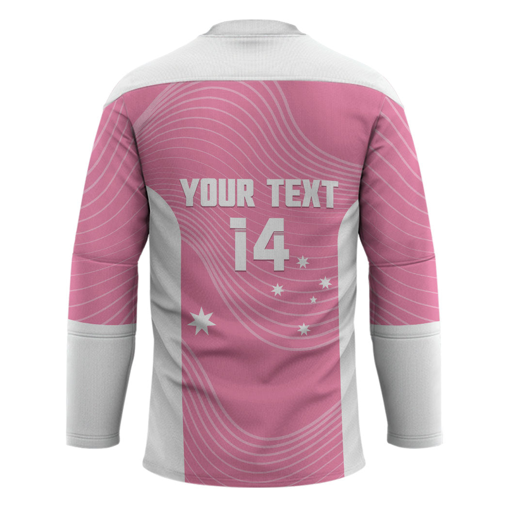 Custom Bowls Australia Breast Cancer Hockey Jersey Pink Ribbon Aussie Map With Kangaroo Emu