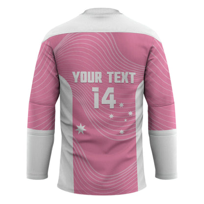 Custom Bowls Australia Breast Cancer Hockey Jersey Pink Ribbon Aussie Map With Kangaroo Emu