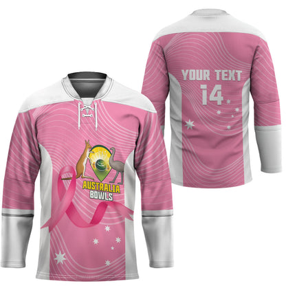Custom Bowls Australia Breast Cancer Hockey Jersey Pink Ribbon Aussie Map With Kangaroo Emu