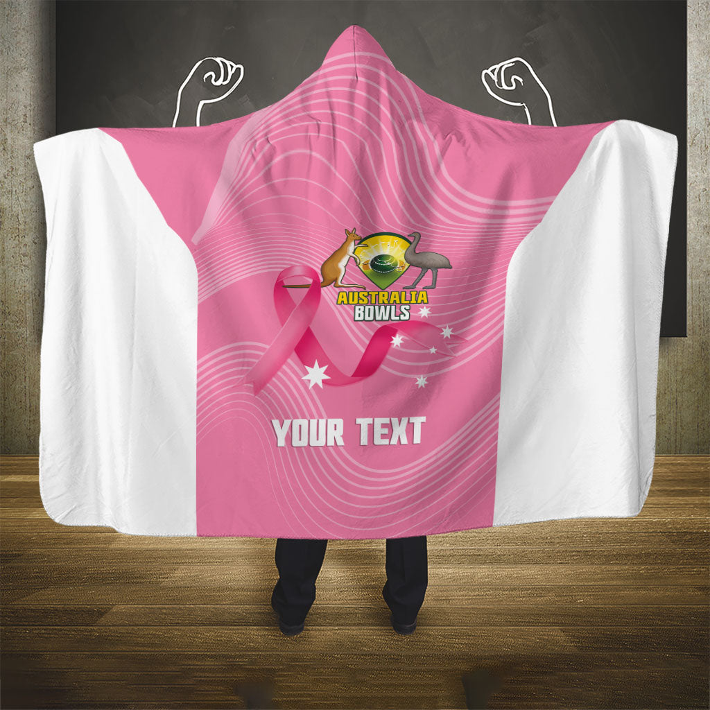 Custom Bowls Australia Breast Cancer Hooded Blanket Pink Ribbon Aussie Map With Kangaroo Emu