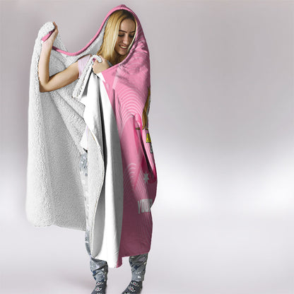 Custom Bowls Australia Breast Cancer Hooded Blanket Pink Ribbon Aussie Map With Kangaroo Emu