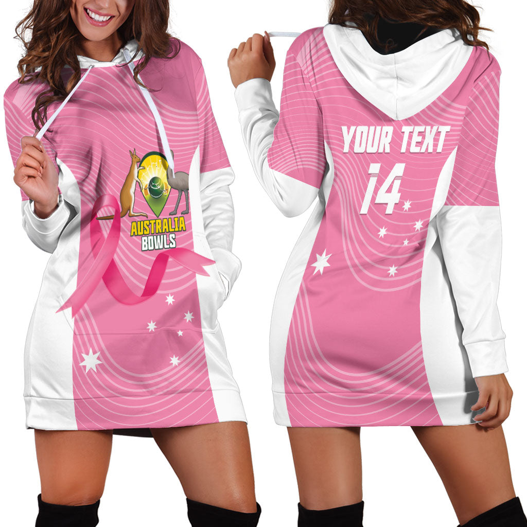 Custom Bowls Australia Breast Cancer Hoodie Dress Pink Ribbon Aussie Map With Kangaroo Emu