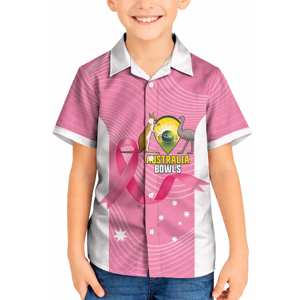 Custom Bowls Australia Breast Cancer Kid Hawaiian Shirt Pink Ribbon Aussie Map With Kangaroo Emu