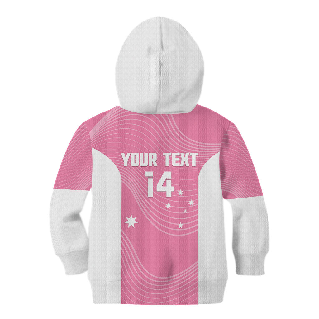 Custom Bowls Australia Breast Cancer Kid Hoodie Pink Ribbon Aussie Map With Kangaroo Emu