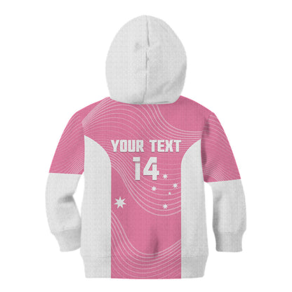 Custom Bowls Australia Breast Cancer Kid Hoodie Pink Ribbon Aussie Map With Kangaroo Emu